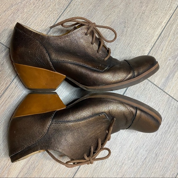 KORK-EASE bronze brown metallic leather Estella heeled cap top Oxford shoes 9 - Picture 7 of 15